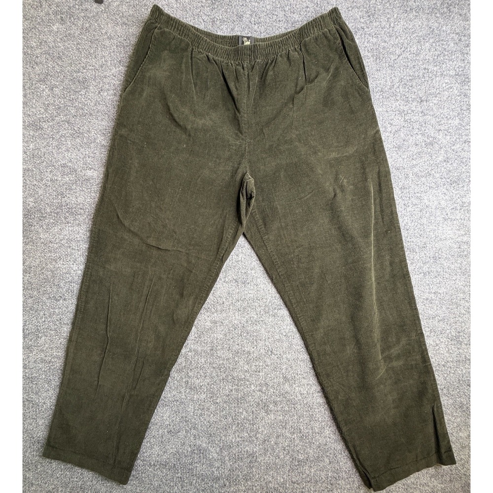 Ms Lee Pants Womens 18W Green Corduroy Soft Comfy Casual Straight Leg Minimalist